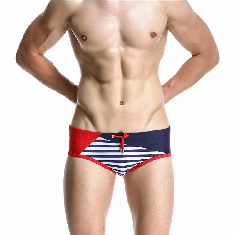 Men's Swimming Trunks Sexy Striped Briefs Beach Shorts Femdelux