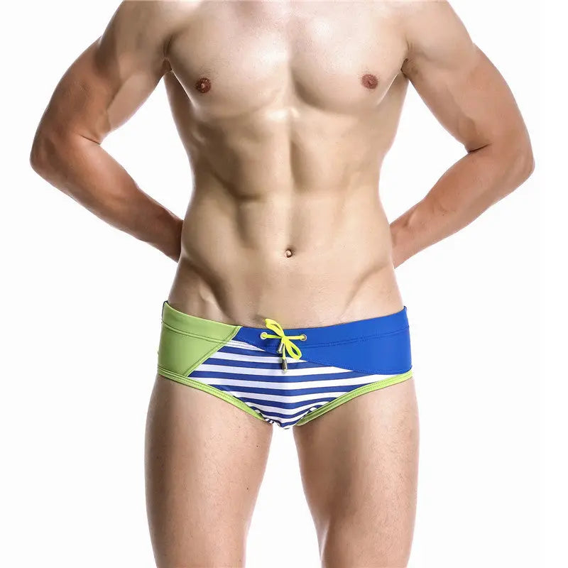 Men's Swimming Trunks Sexy Striped Briefs Beach Shorts Femdelux