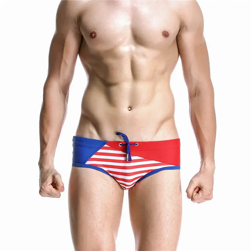 Men's Swimming Trunks Sexy Striped Briefs Beach Shorts Femdelux