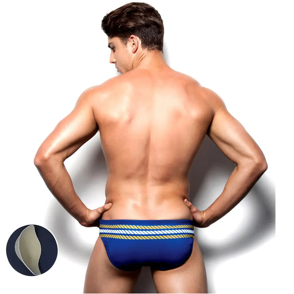 Men's Swimming Trunks Sexy Striped Briefs Beach Shorts Femdelux