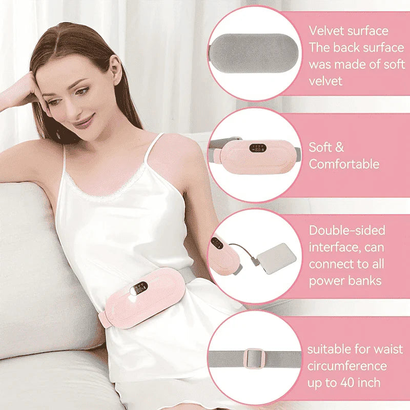 Women's Period Pain Relief Heating Pad | Adjustable Belt with Heat &amp; Vibration