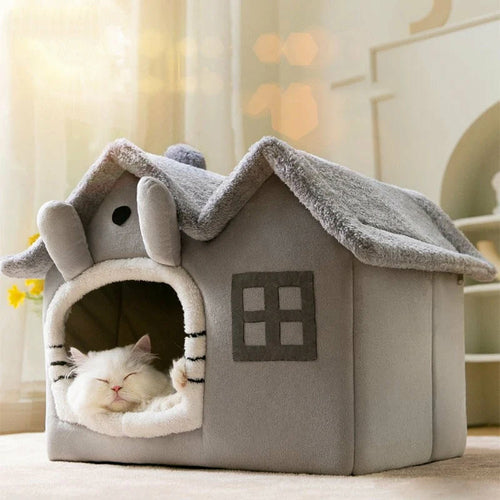 Cozy Cat House Bed – Warm Plush Pet Cave for Cats & Small Pets Femdelux